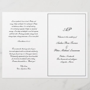 Programme de mariage élégant à monogramme plié for