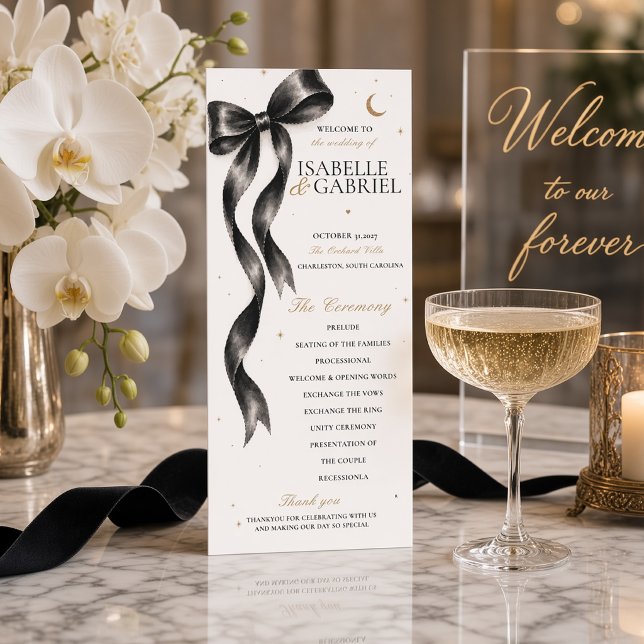 Programme de mariage élégant à ruban noir de luxe  (Créateur téléchargé)