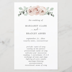 Programme de mariage élégant aux fleurs rose pouss