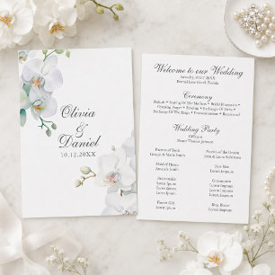 Programme de mariage élégant aux orchidées blanche