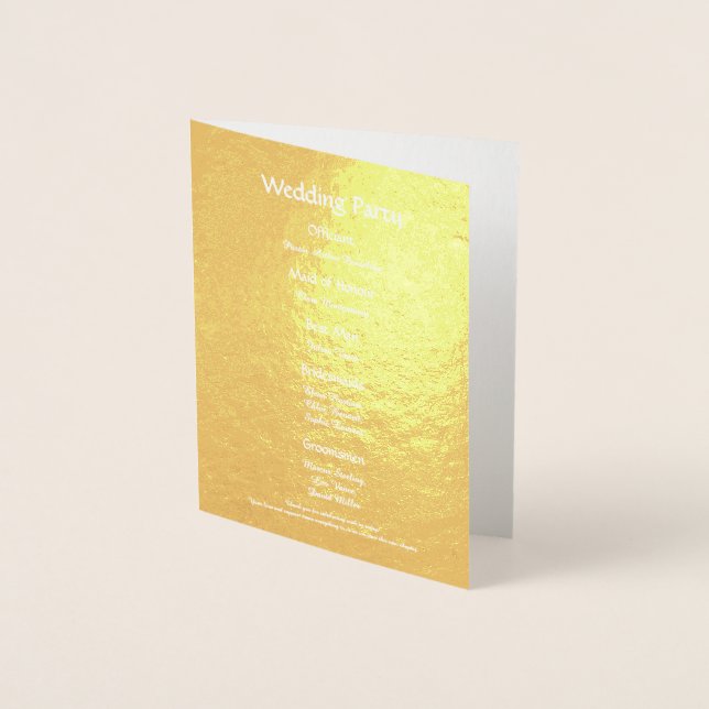 Programme de mariage élégant avec feuille d'or min (Devant)