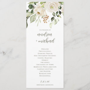 Programme de mariage élégant avec verdure fleurs b