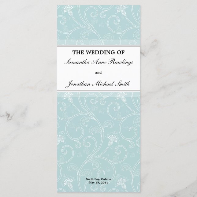 Programme de mariage - Élégant blanc victorien flo (Devant)