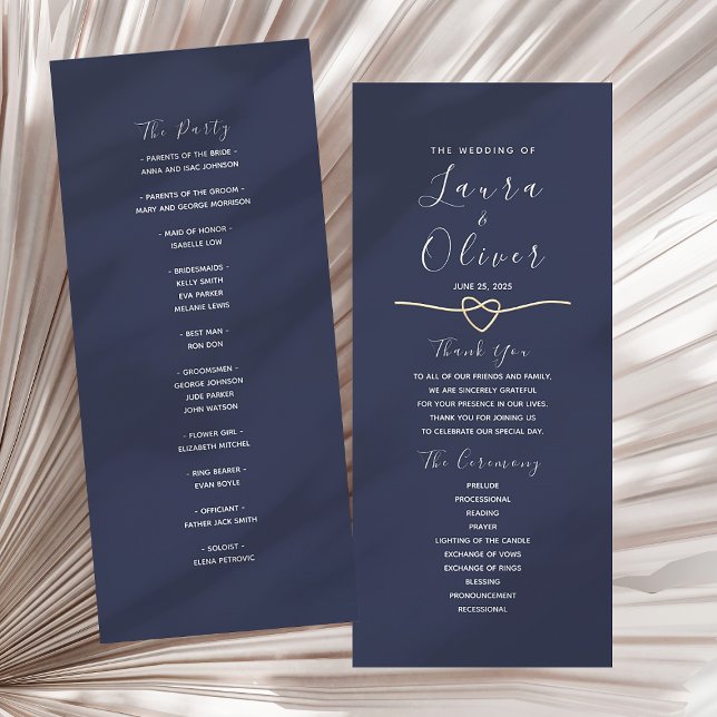 Programme de mariage élégant bleu marine (Créateur téléchargé)