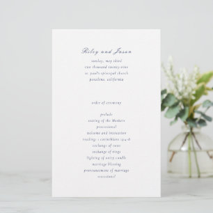 Programme de mariage élégant bleu marine propre