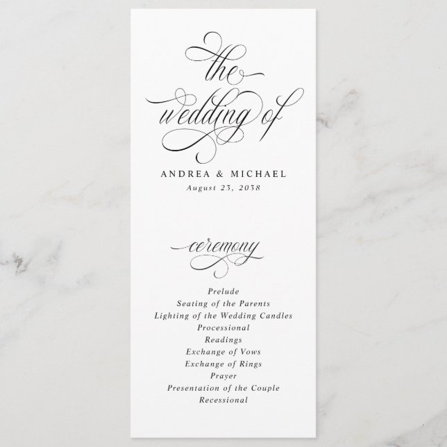 Programme de mariage élégant calligraphié de luxe (Devant)