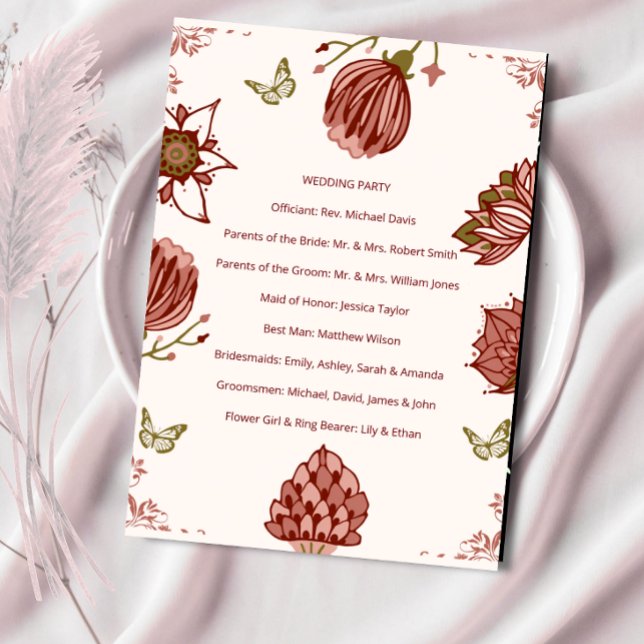Programme de Mariage Élégant Carton de Fête Botani (Créateur téléchargé)
