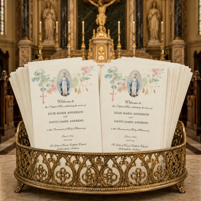 Programme de mariage élégant catholique eucalyptus (Créateur téléchargé)