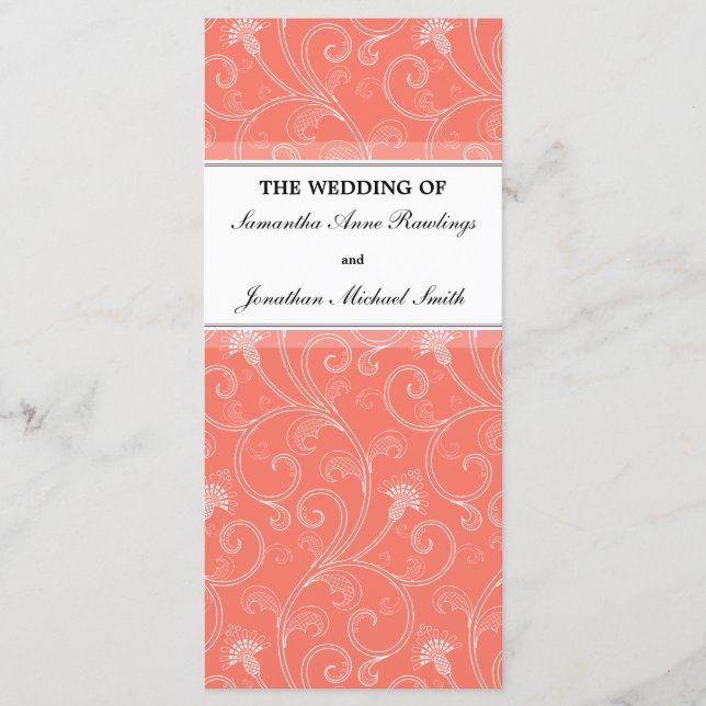 Programme de mariage - Elégant Coral Orange Victor (Devant)