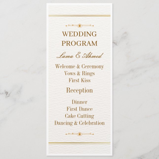 Programme de mariage élégant en or blanc | Mariage (Devant)