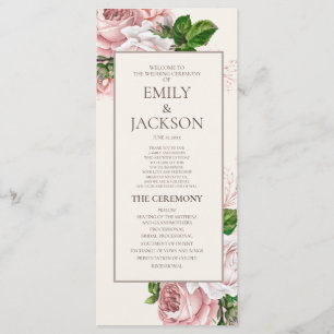 Programme de mariage élégant en rose et crème à mo
