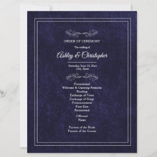 Programme de mariage élégant en velours bleu marin