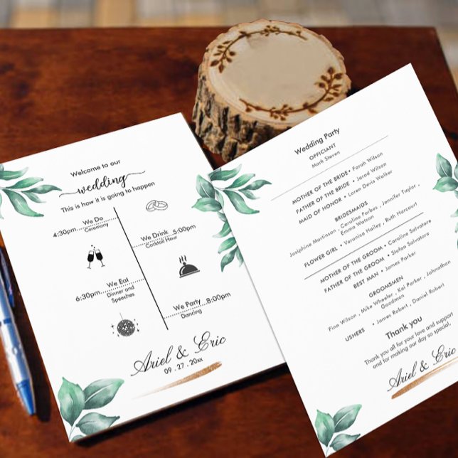 Programme de Mariage Élégant et de Verdure minimal (Créateur téléchargé)