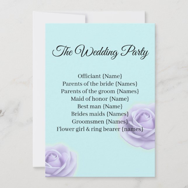 Programme de mariage élégant et guide du cortège d (Devant)