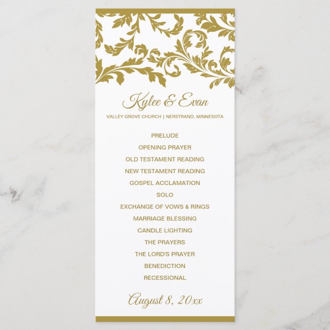 Programme de mariage élégant et haut Flourish | Or (Devant)