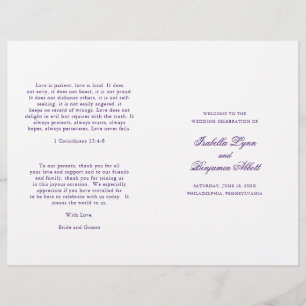 Programme de mariage élégant et traditionnel viole