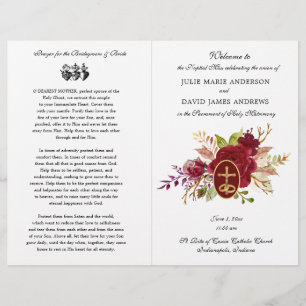 Programme de Mariage Élégant Floral Messe Latine C