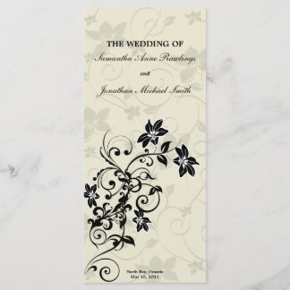 Programme de mariage - Élégant Floral noir et blan