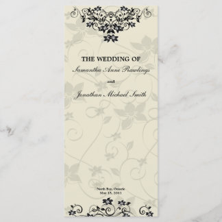 Programme de mariage - Élégant Floral noir et blan