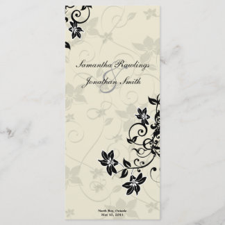 Programme de mariage - Élégant floral noir et ivoi
