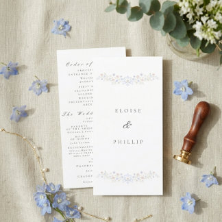 Programme de mariage élégant floral régence vintag