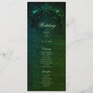 Programme de mariage élégant gothique vert émeraud