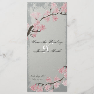 Programme de mariage Élégant Gris Rose Cerise Blos
