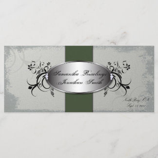 Programme de mariage Élégant Gris Vert Vintage Flo