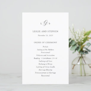Programme de mariage élégant noir et blanc intempo