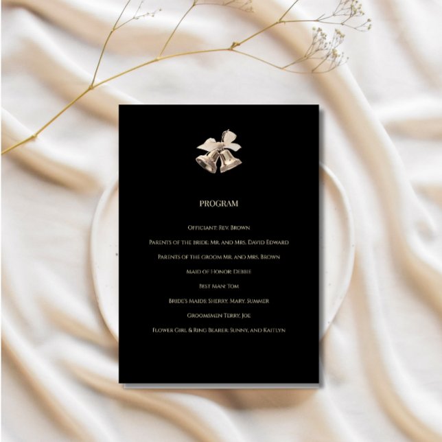 Programme de Mariage Élégant Noir et Or (Créateur téléchargé)