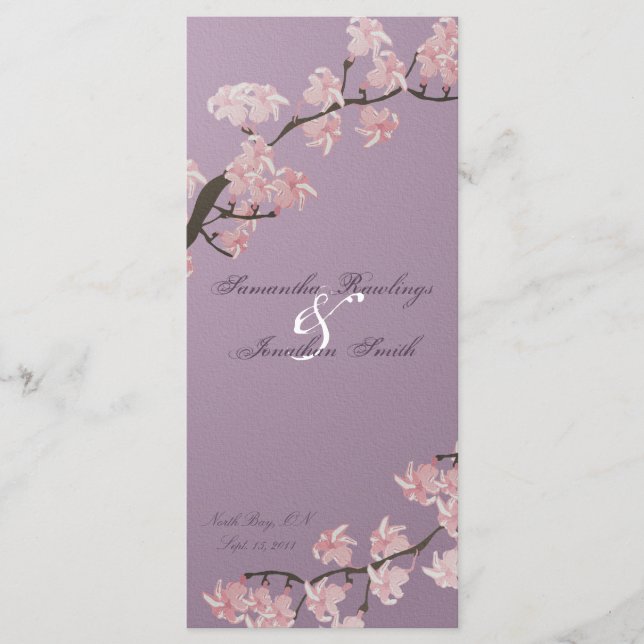 Programme de mariage Élégant pourpre rose cerisier (Devant)