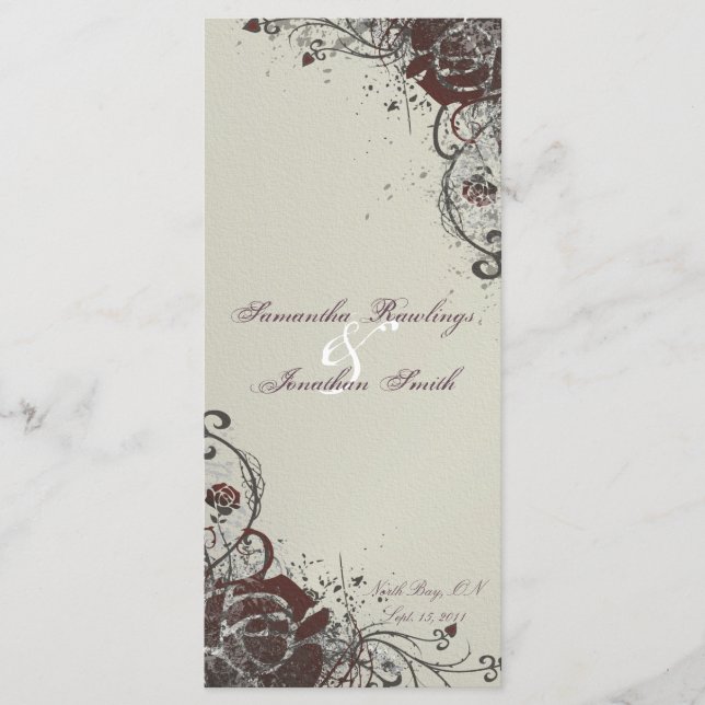 Programme de mariage - Élégant Rose brisé rouge iv (Devant)