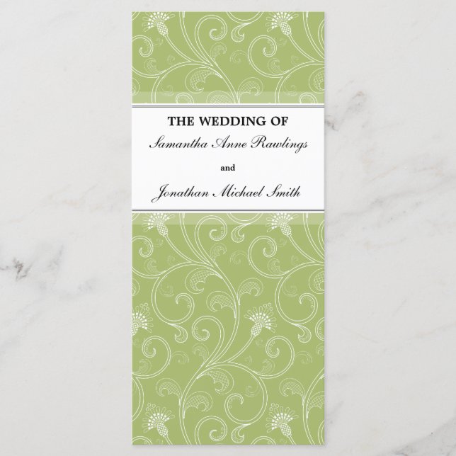 Programme de mariage - Élégant Sage Green Victoria (Devant)