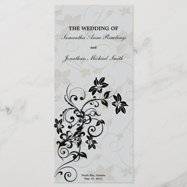 Programme de mariage - Élégant Silver Floral (Devant)