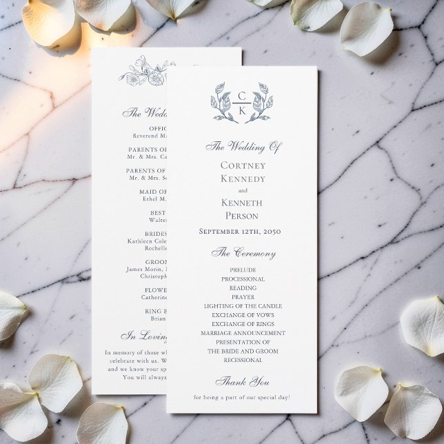 Programme de mariage élégant Toile Monogramme Crêt (Créateur téléchargé)