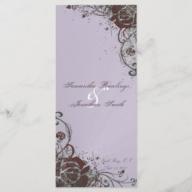 Programme de mariage Élégant violet rouge brisé Ro (Devant)