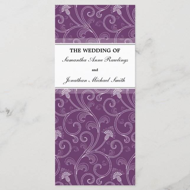 Programme de mariage - Élégant violet victorien Fl (Devant)