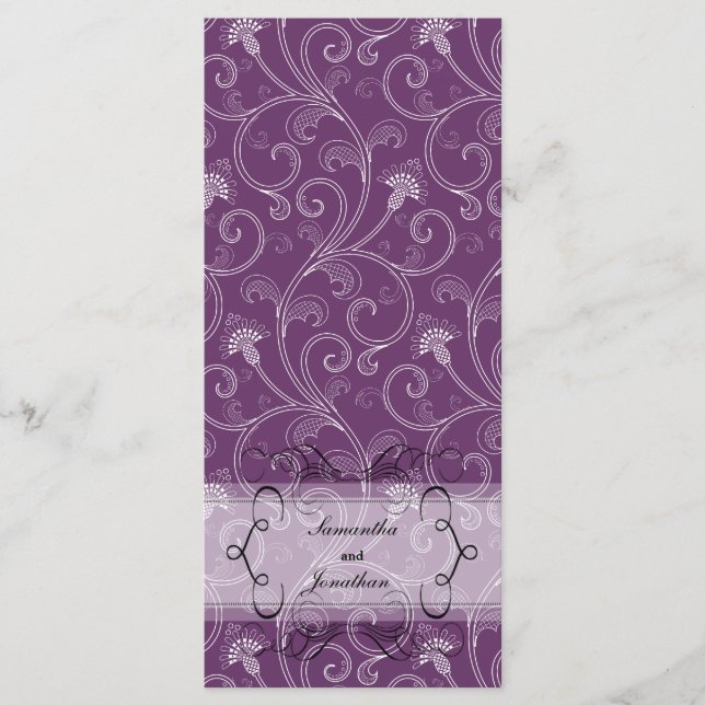 Programme de mariage - Élégant violet victorien Fl (Devant)