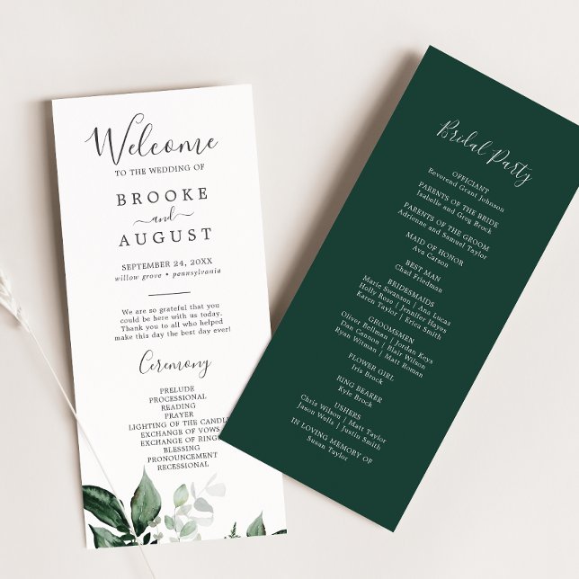 Programme de mariage Emerald Greenery (Créateur téléchargé)