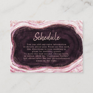 Programme de mariage en agate géode bordeaux et or
