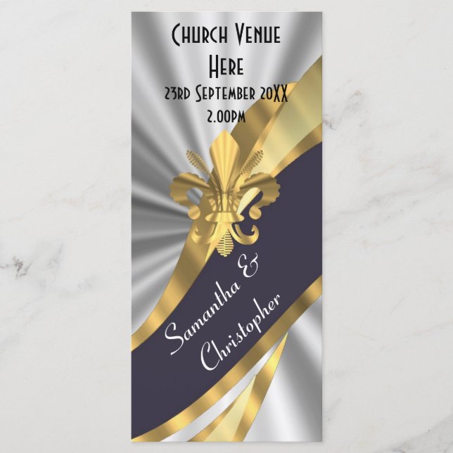 Programme de mariage en argent noir et or (Devant)