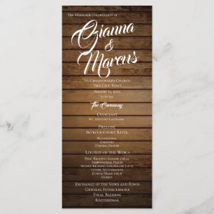 Programme de mariage en bois de la grange