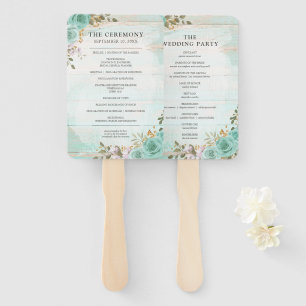 Programme de mariage en bois rustique et éventail 