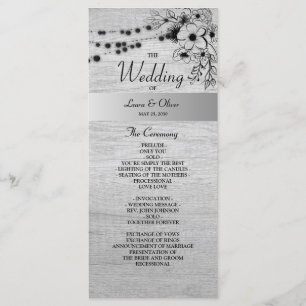 Programme de mariage en bois rustique noir et blan