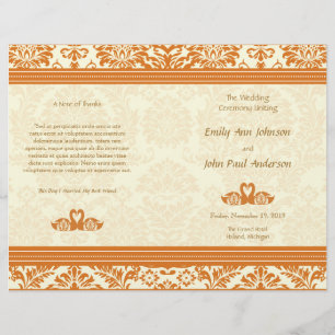Programme de mariage en damas vintage corail Snapd