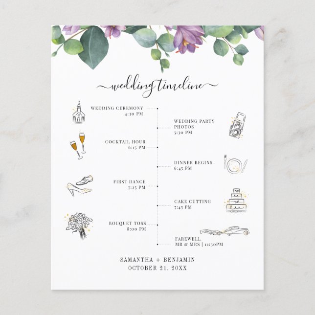 Programme de mariage en écriture eucalyptus botani (Devant)