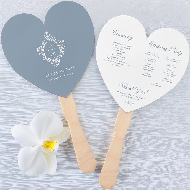 Programme de mariage en éventail Bleu Poussiéreux  (Créateur téléchargé)