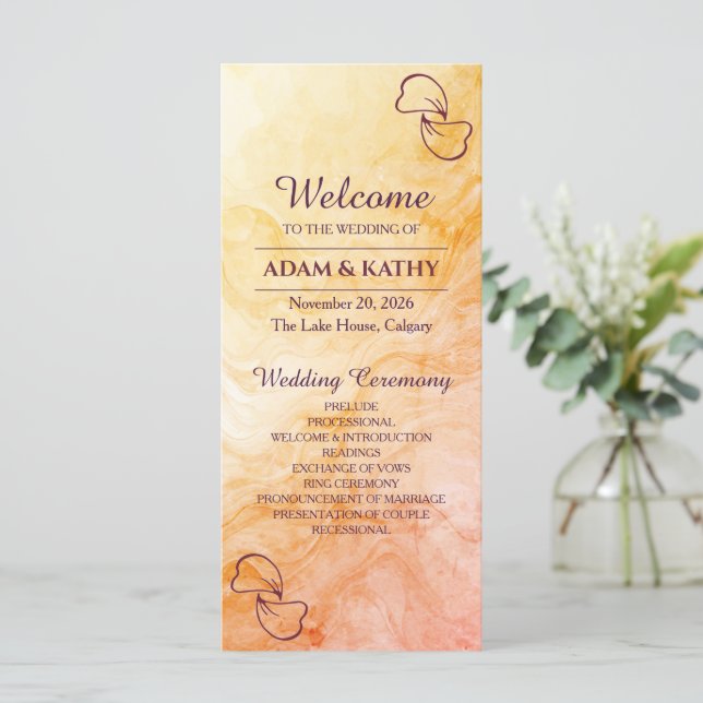 Programme de mariage en marbre automnal chaud (Debout devant)