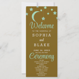 Programme de mariage en or croissant étoiles verte