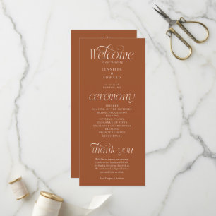 Programme de mariage en terre cuite à typographie